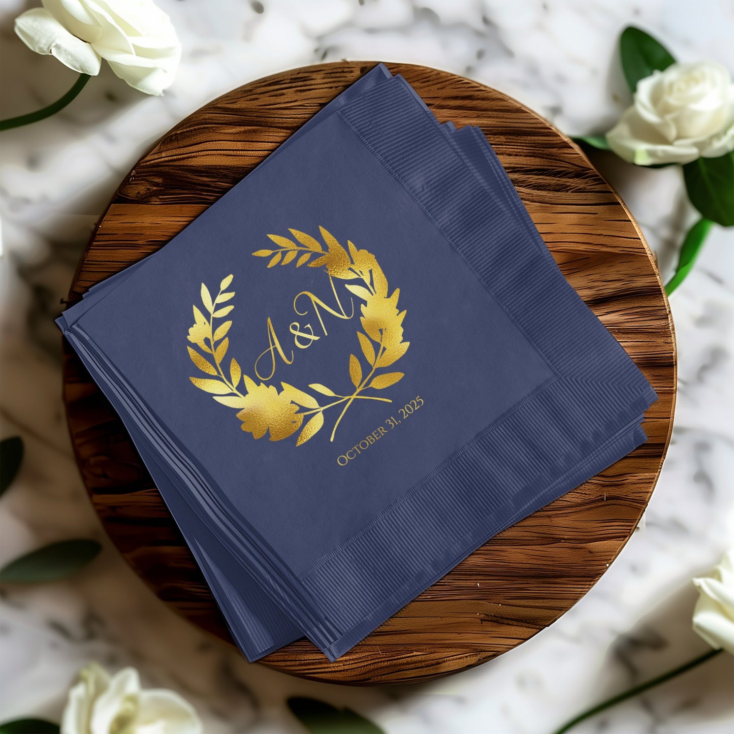 Elegant Personalized Floral Initials Napkin product