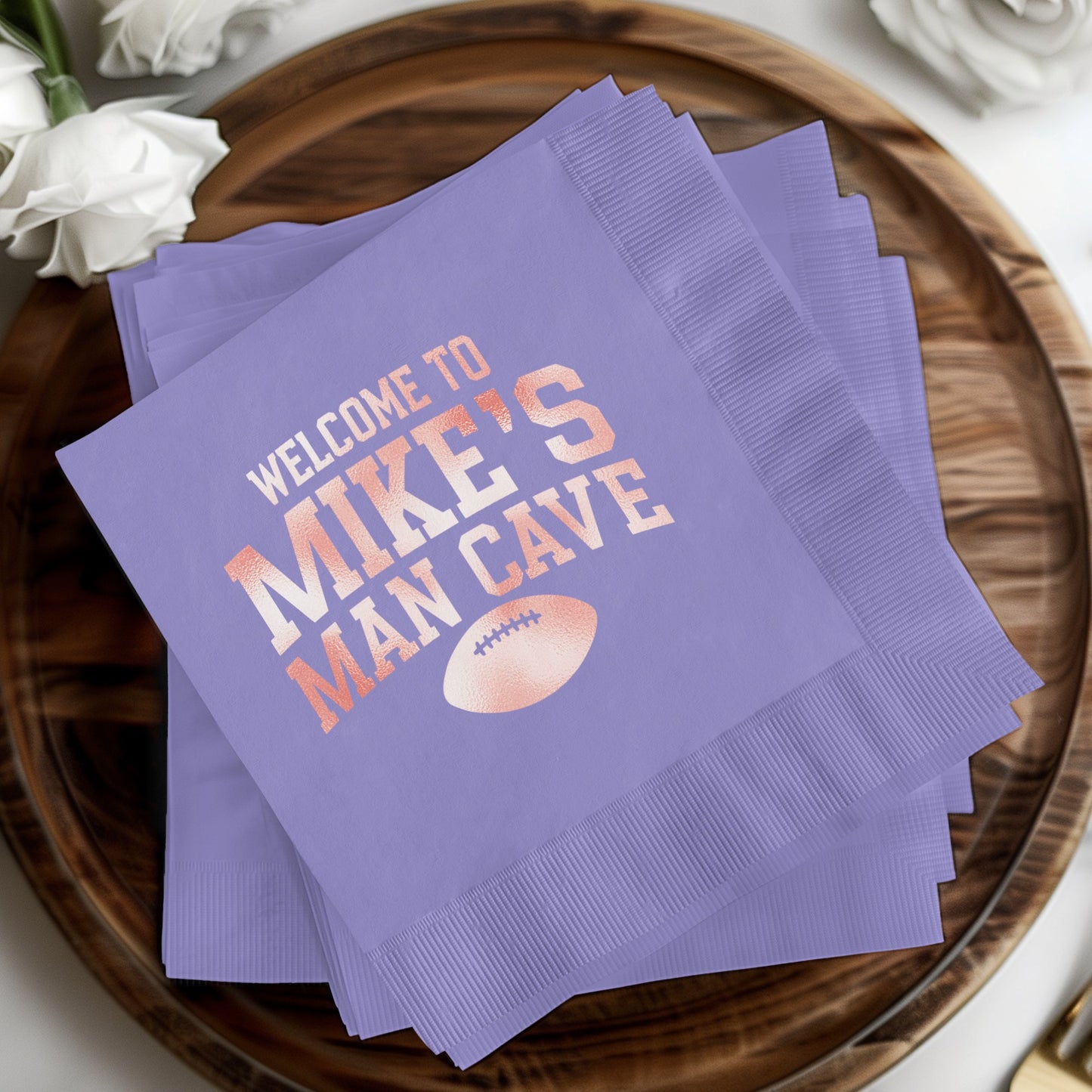 Welcome to Mike's Man Cave Football Napkins product type