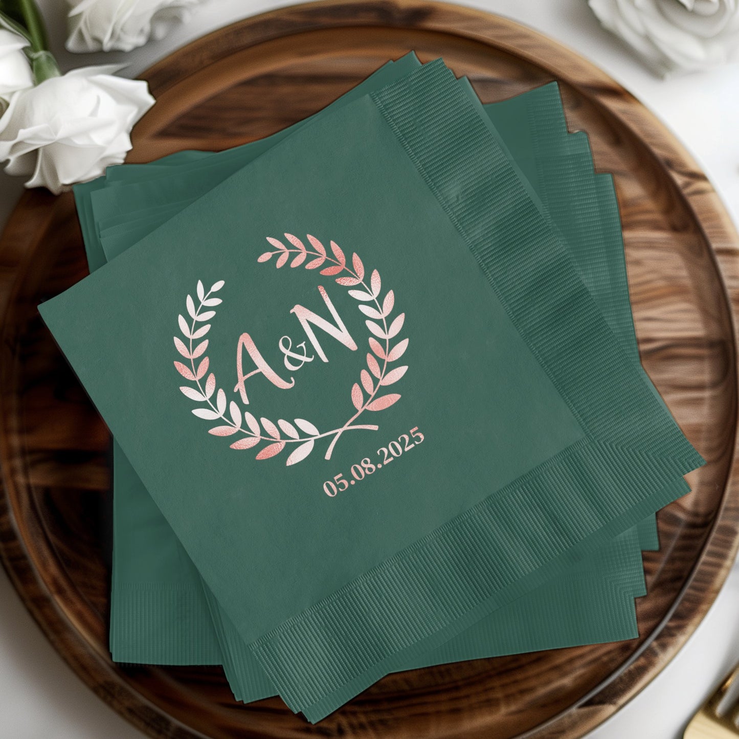 Elegant Custom Green Wedding Napkin Product