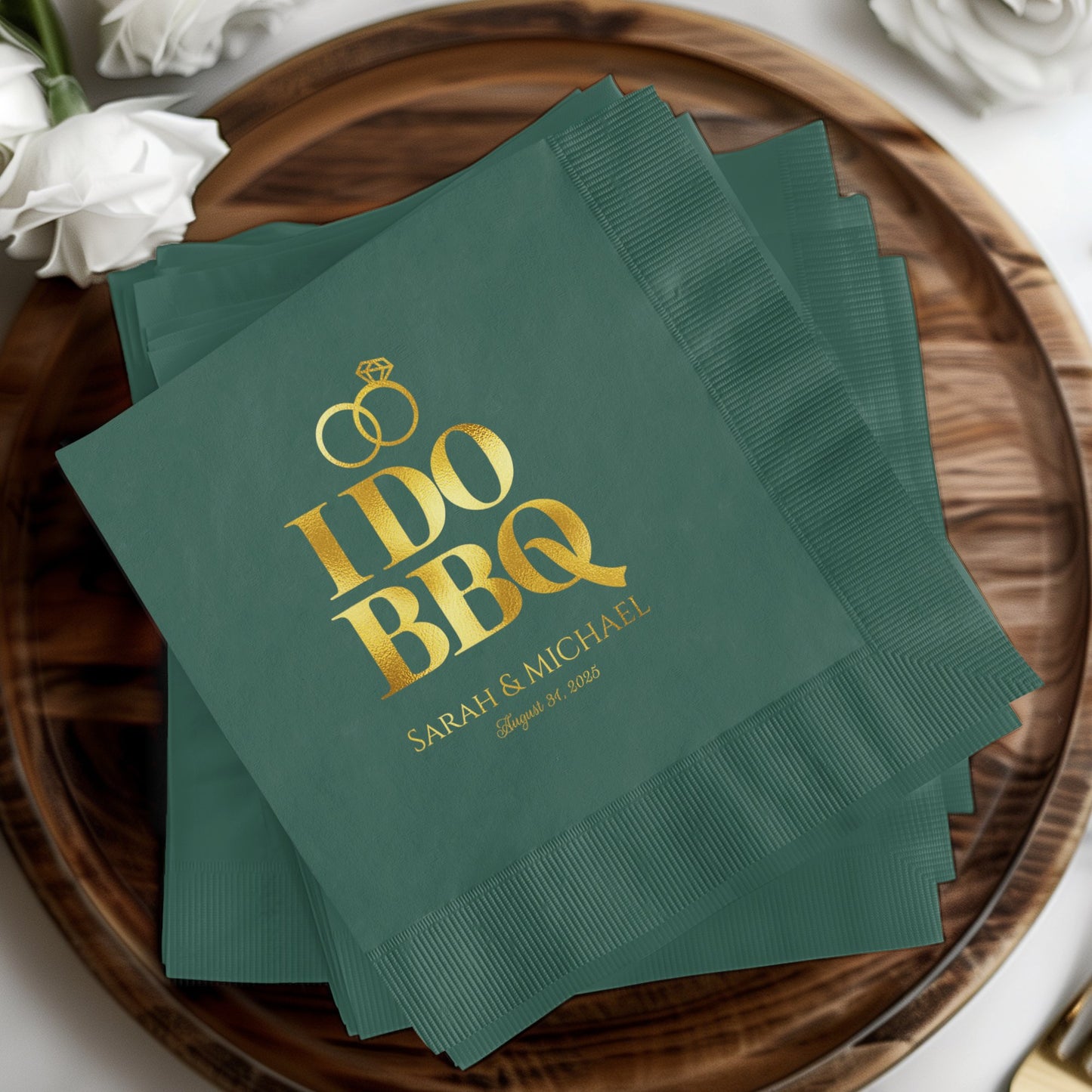 IDO BBQ Sarah and Michael Event Date Napkin product