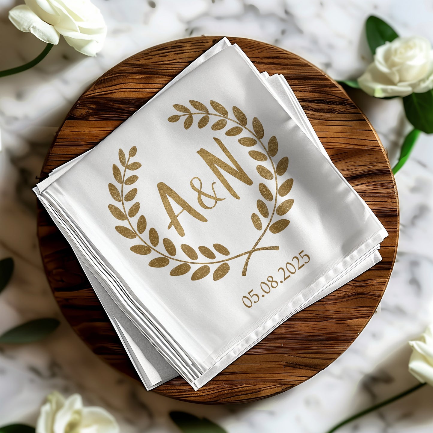 Personalized A&N Leaf Design Wedding Napkin product