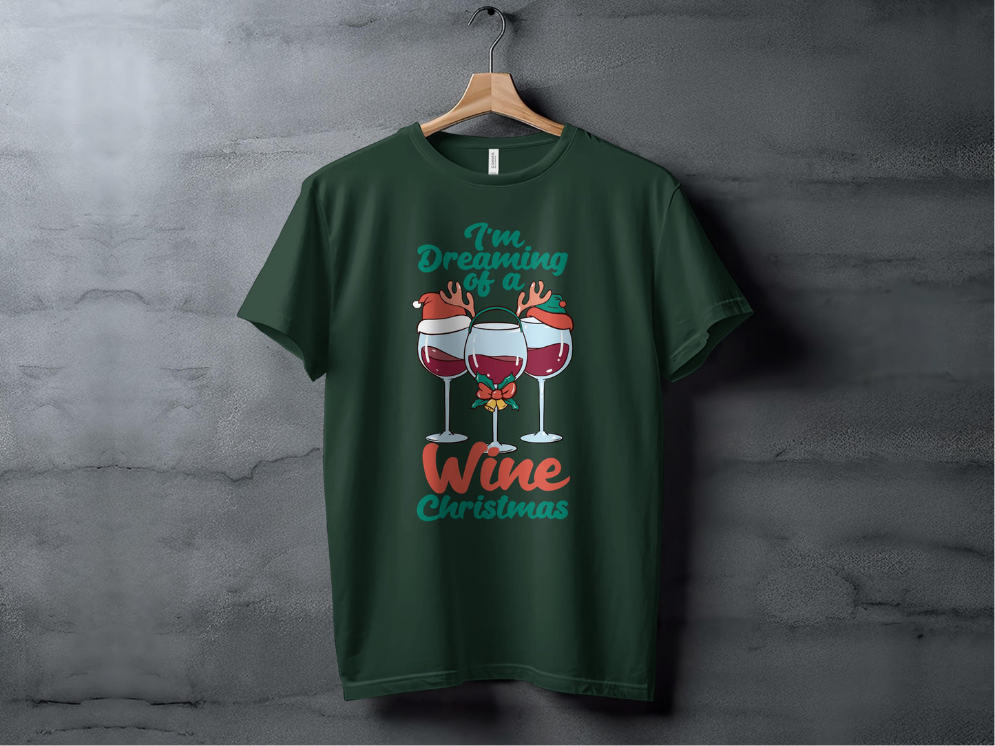Dreaming of a Wine Christmas Festive Tee Shirt product type