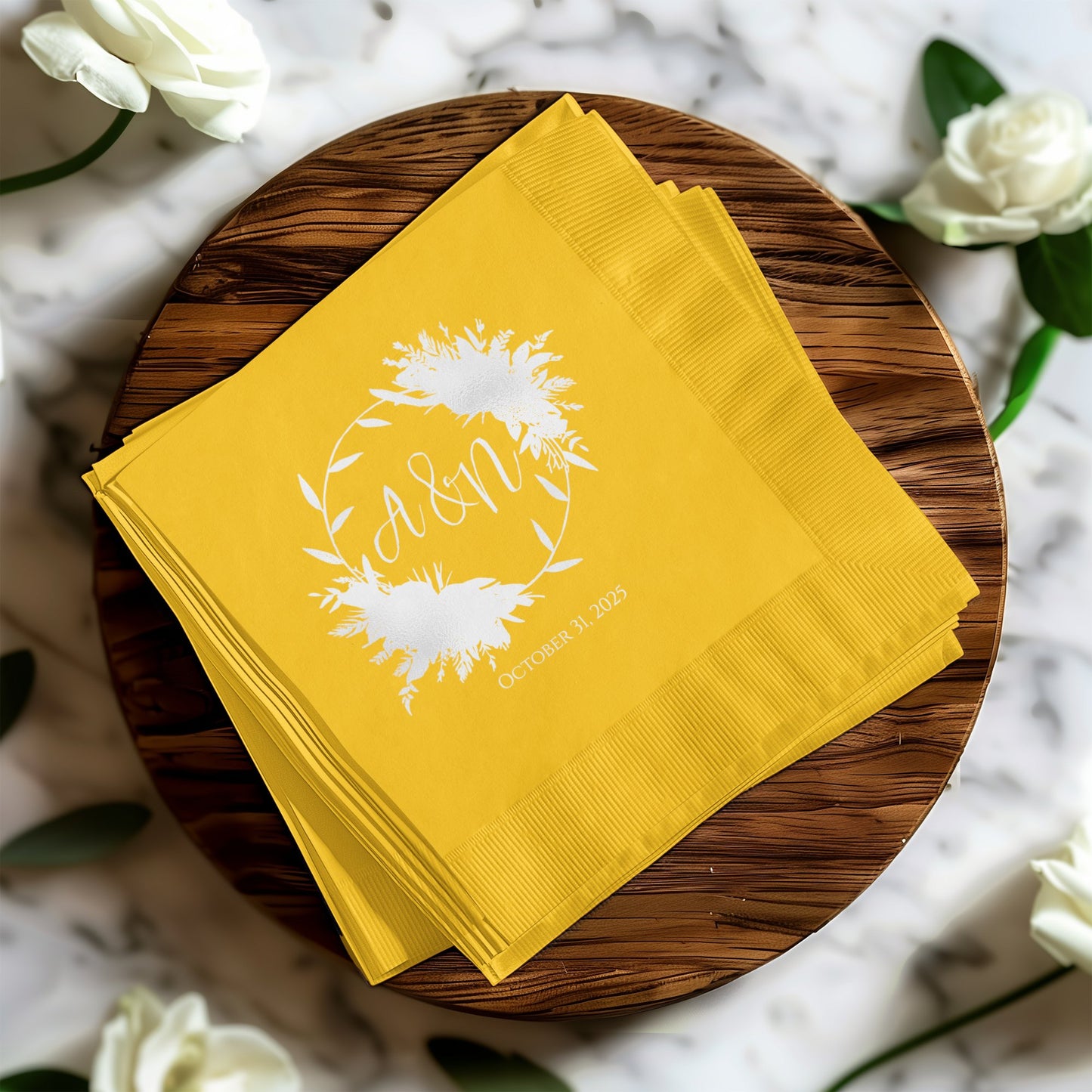 Personalized Yellow Floral Custom Napkin product