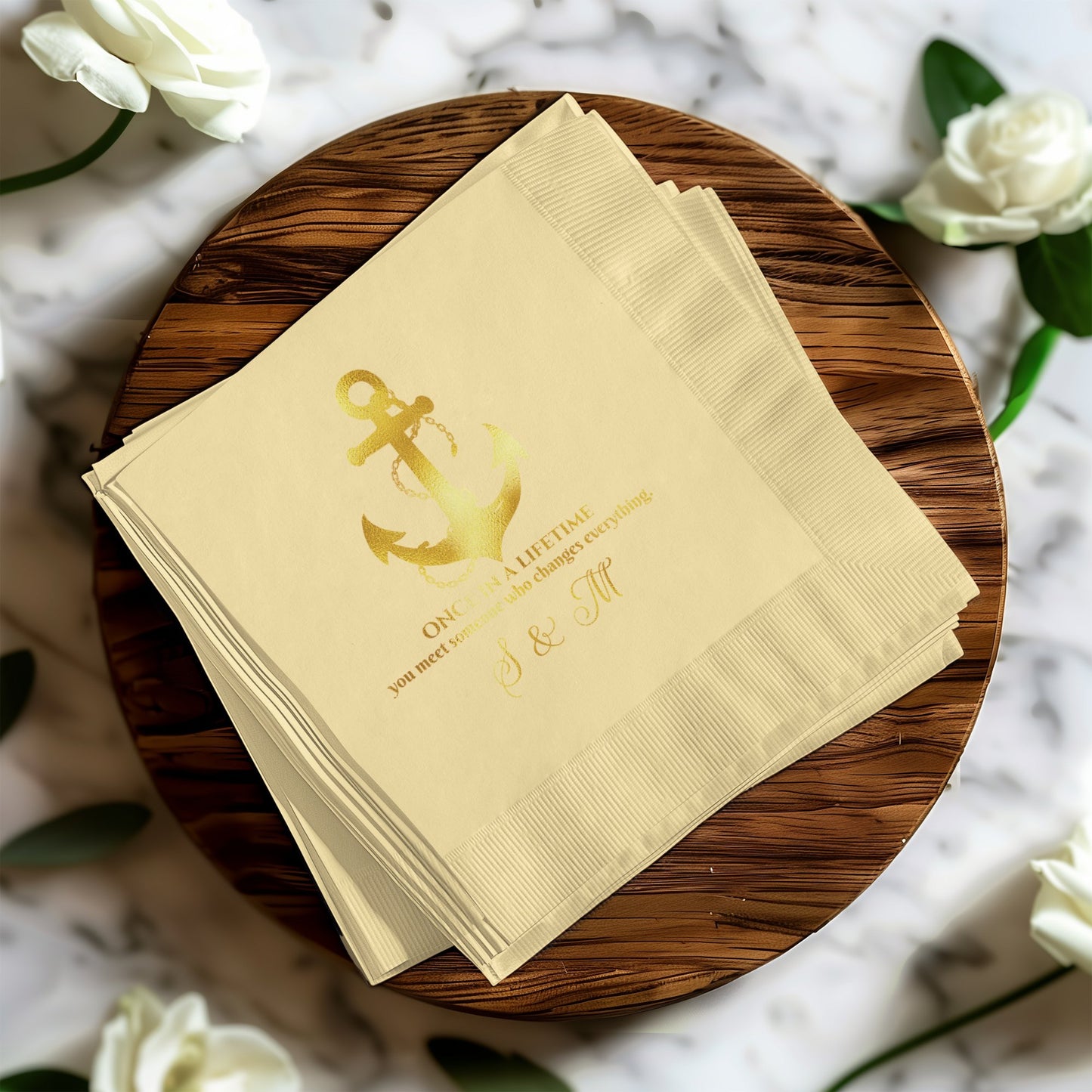 Elegant Anchor Design Custom Monogrammed Party Napkin product type