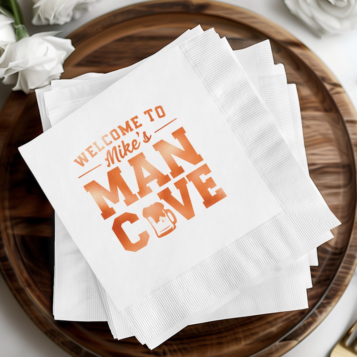 Welcome to Mike's Man Cave Beverage Napkins product