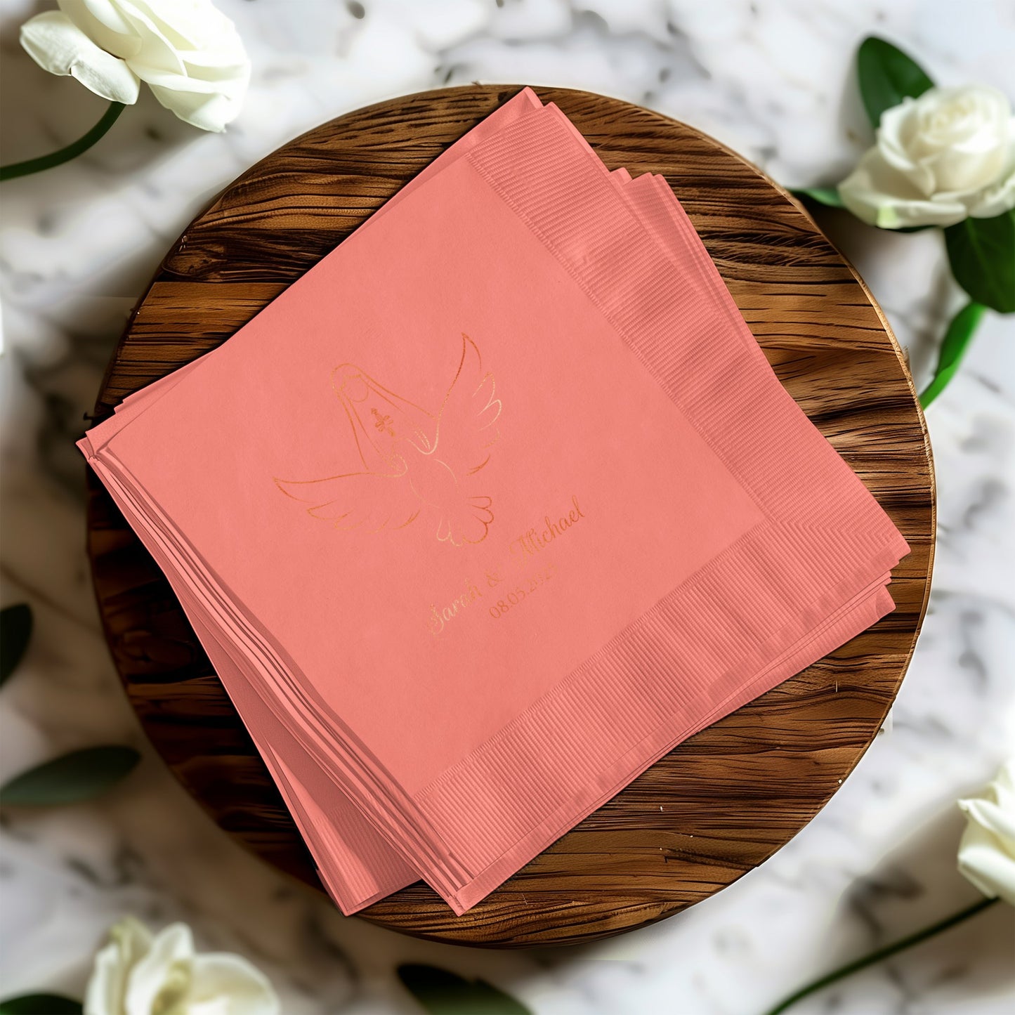 Personalized Doves Artwork Name Wedding Napkin product