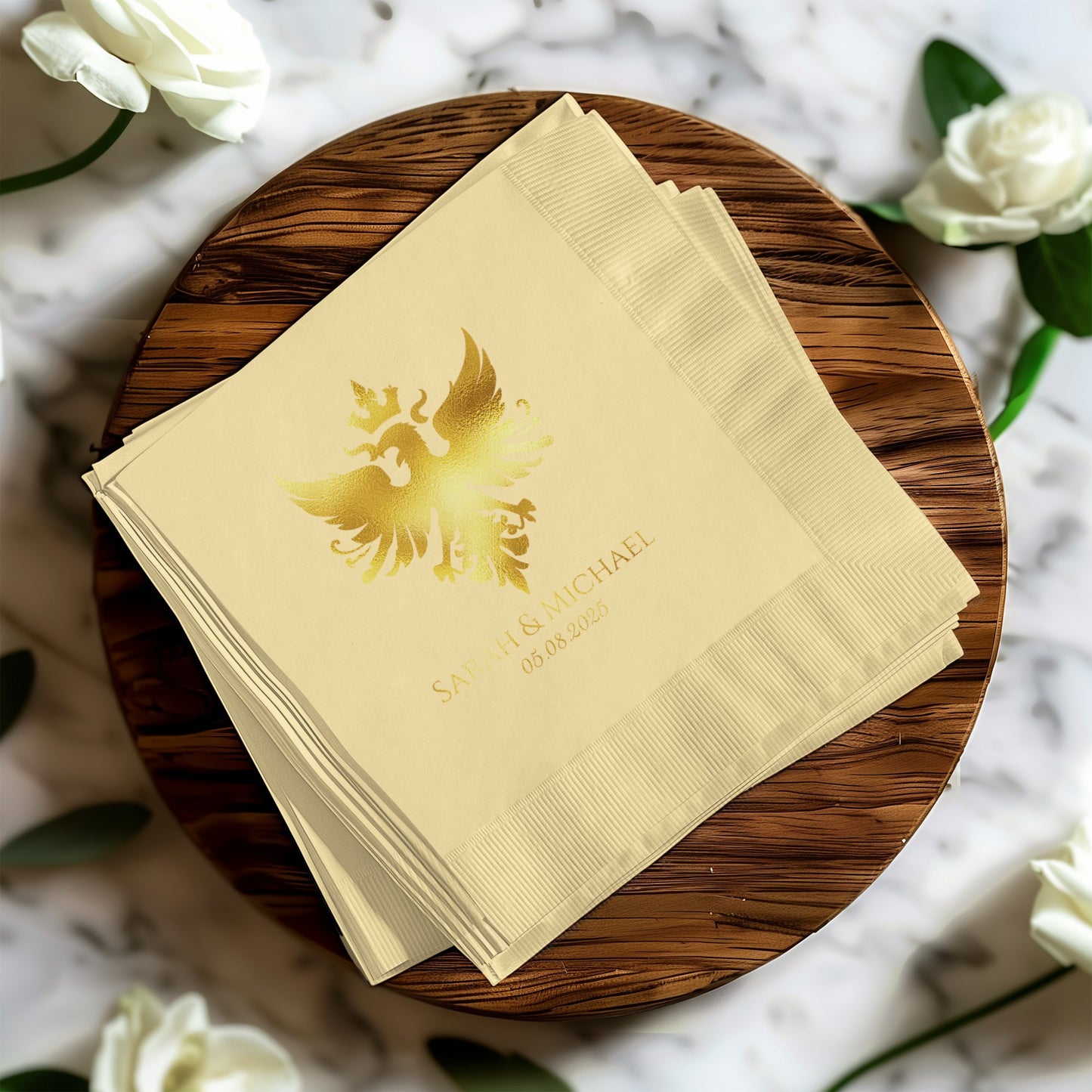 Elegant Gold Foil Custom Wedding Napkin product