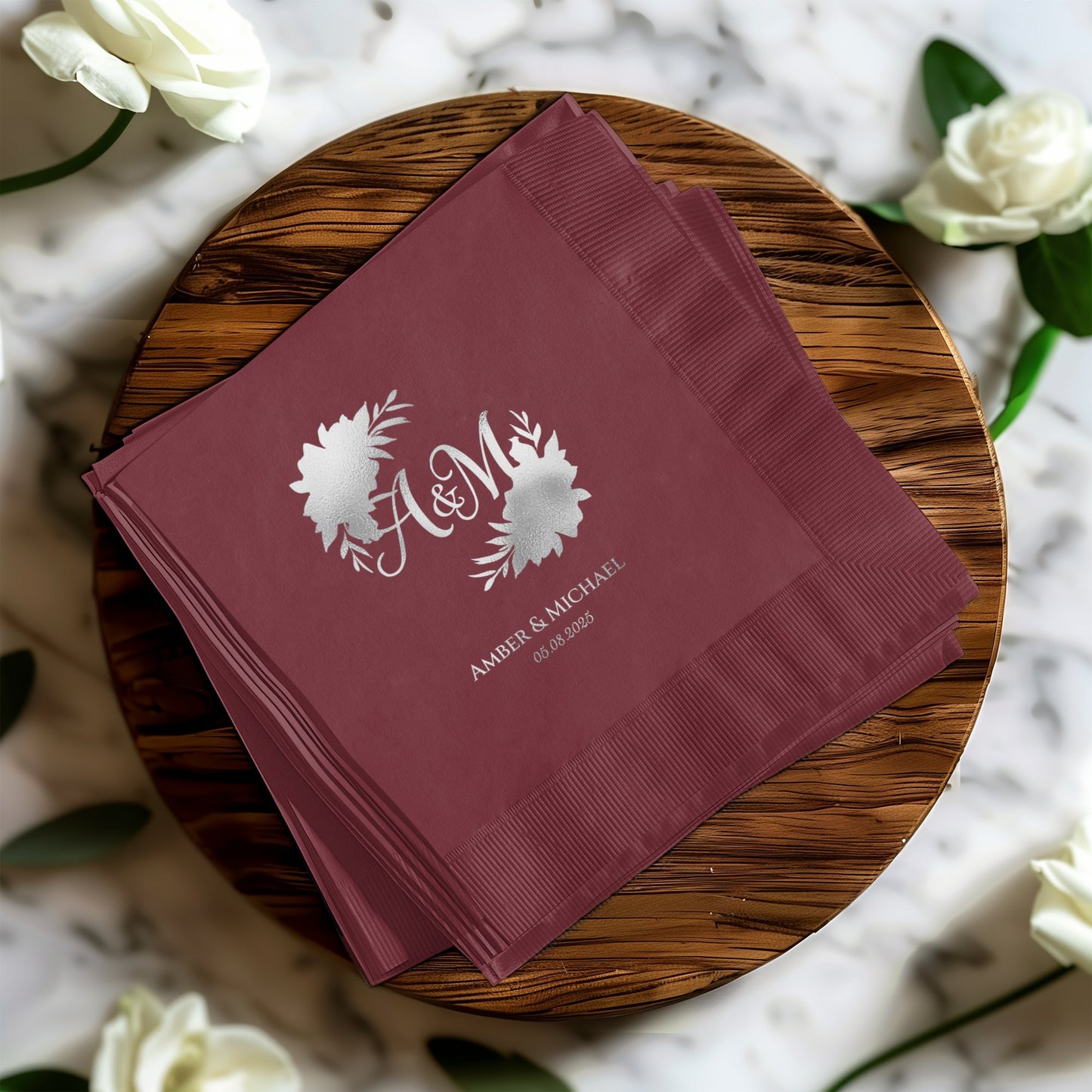 Custom Floral Monogram Personalized Napkin product