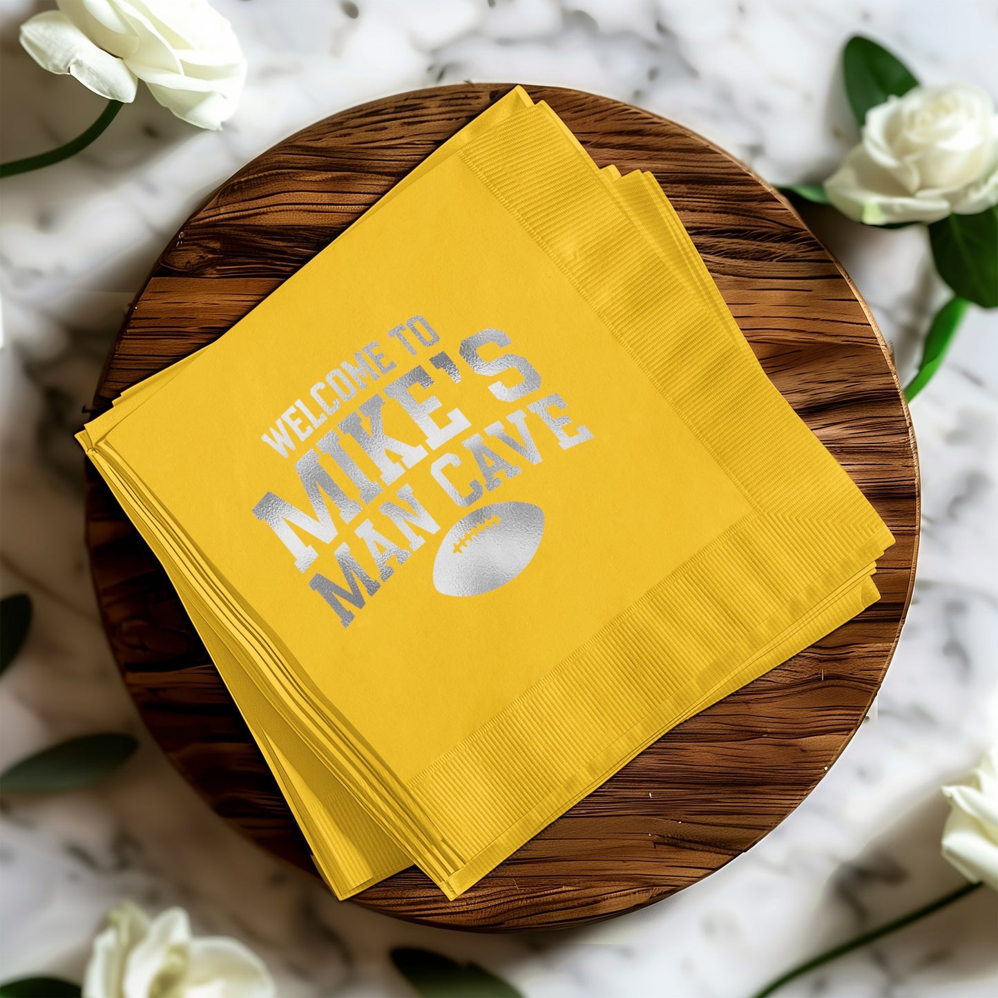 Welcome to Mike's Man Cave Yellow Napkin product