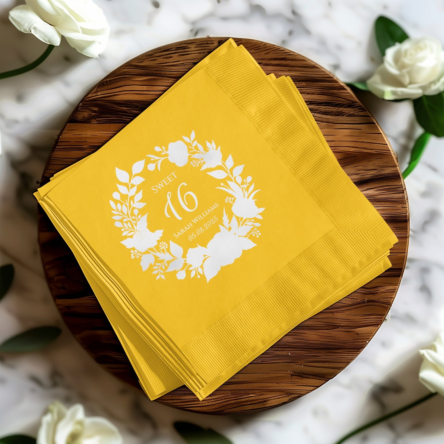 Personalized Sweet 16 Yellow Party Napkins product