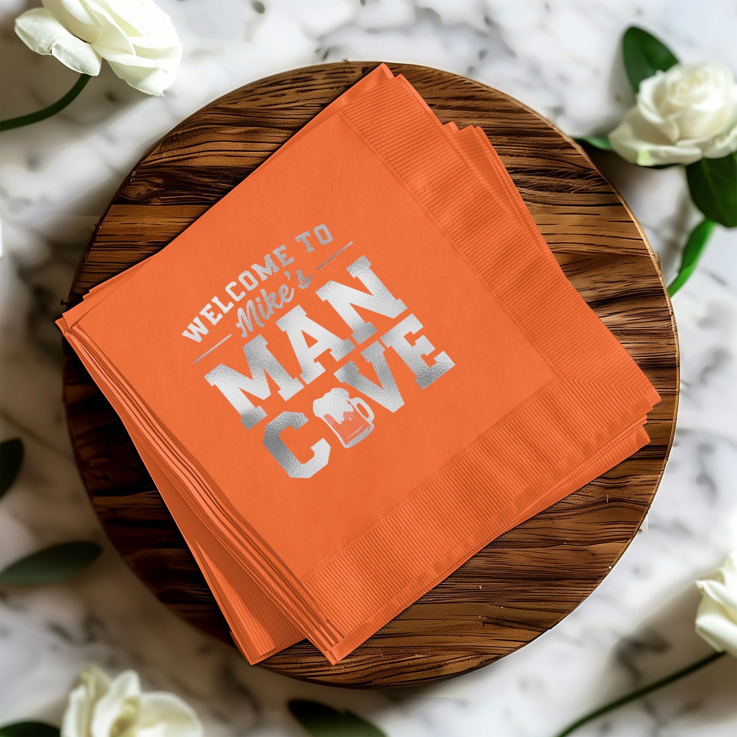 Welcome To Man Cave Custom Print Orange Napkins product type