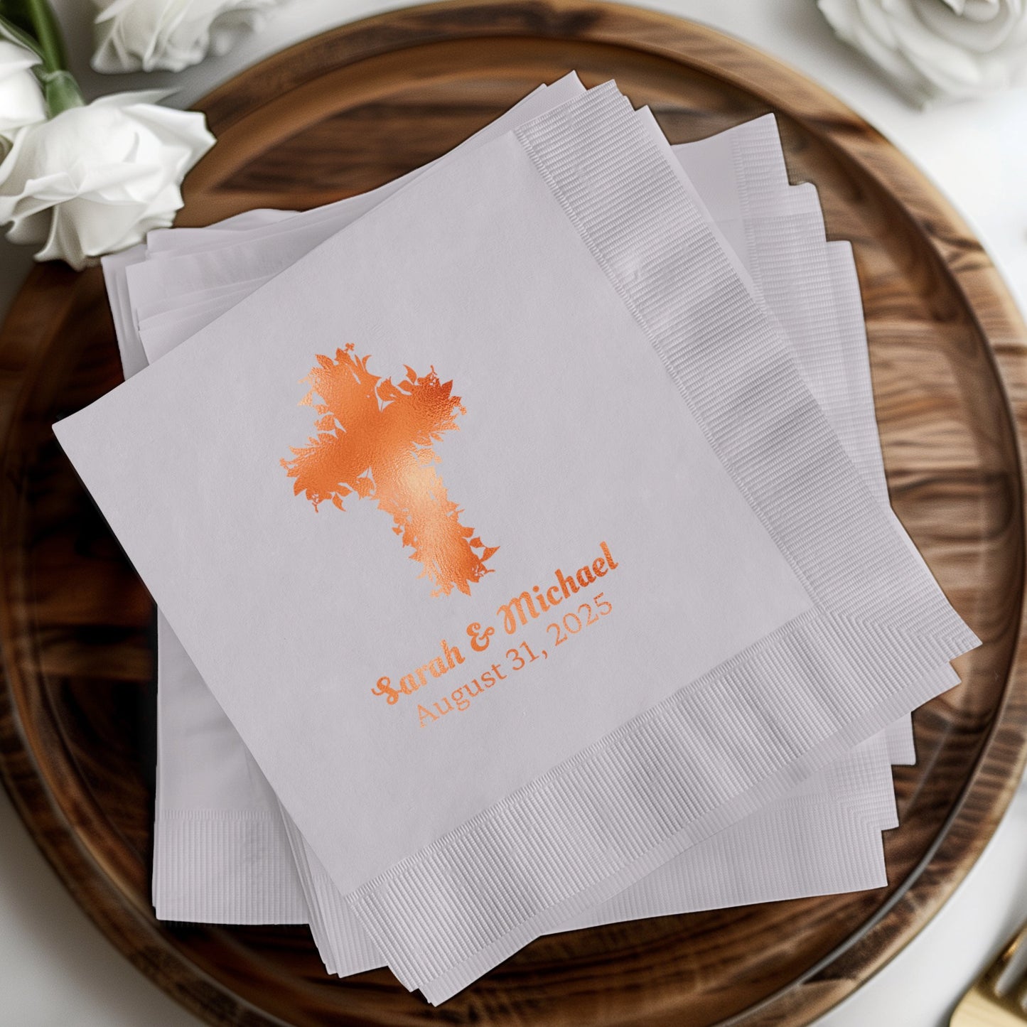 Personalized Wedding Date and Names Napkin product type