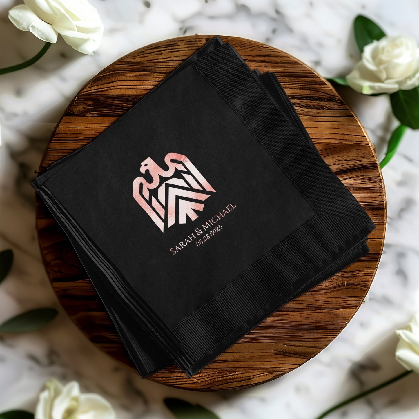 Customized Wedding Date Eagle Design Napkin product