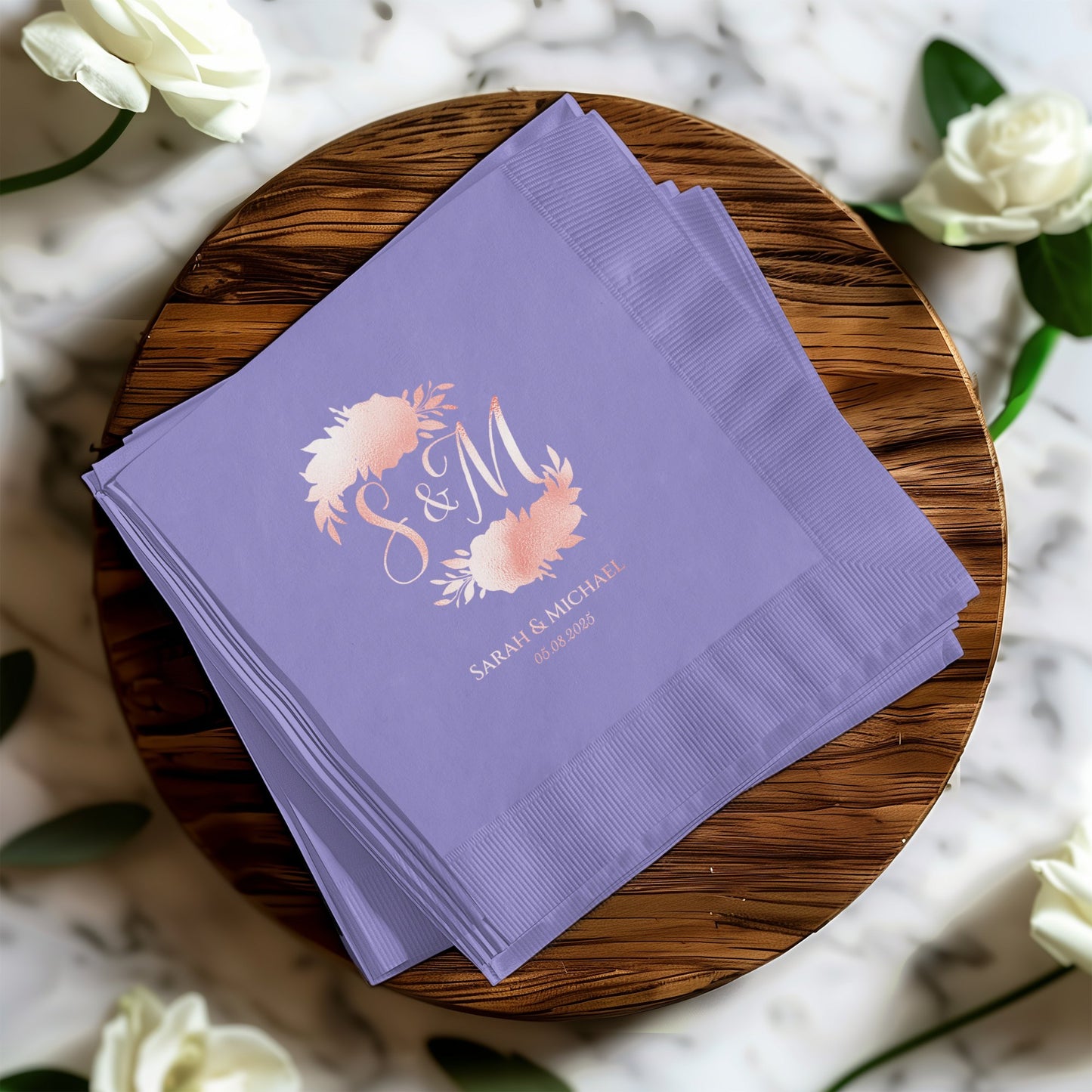 Custom Wedding Monogram Purple Napkins product type