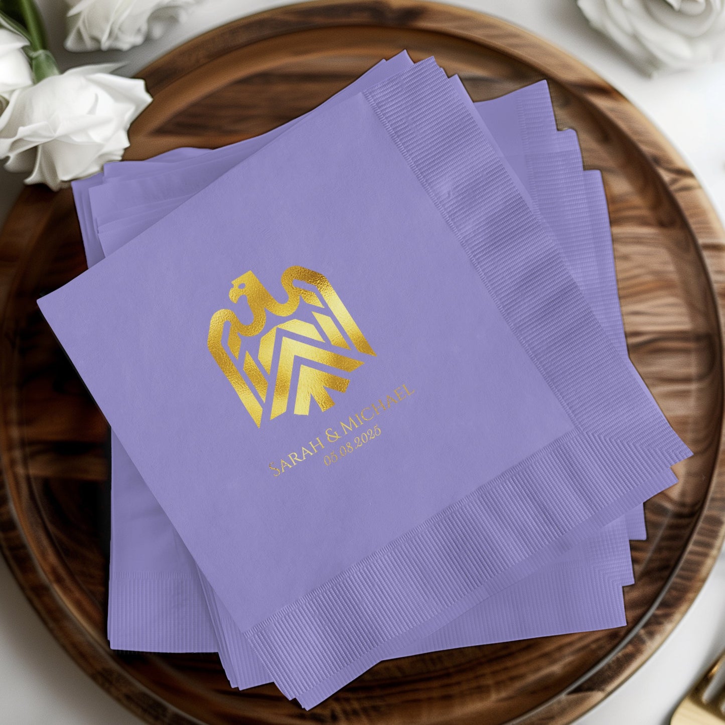 Elegant Customized Wedding Gold Embossed Napkin product