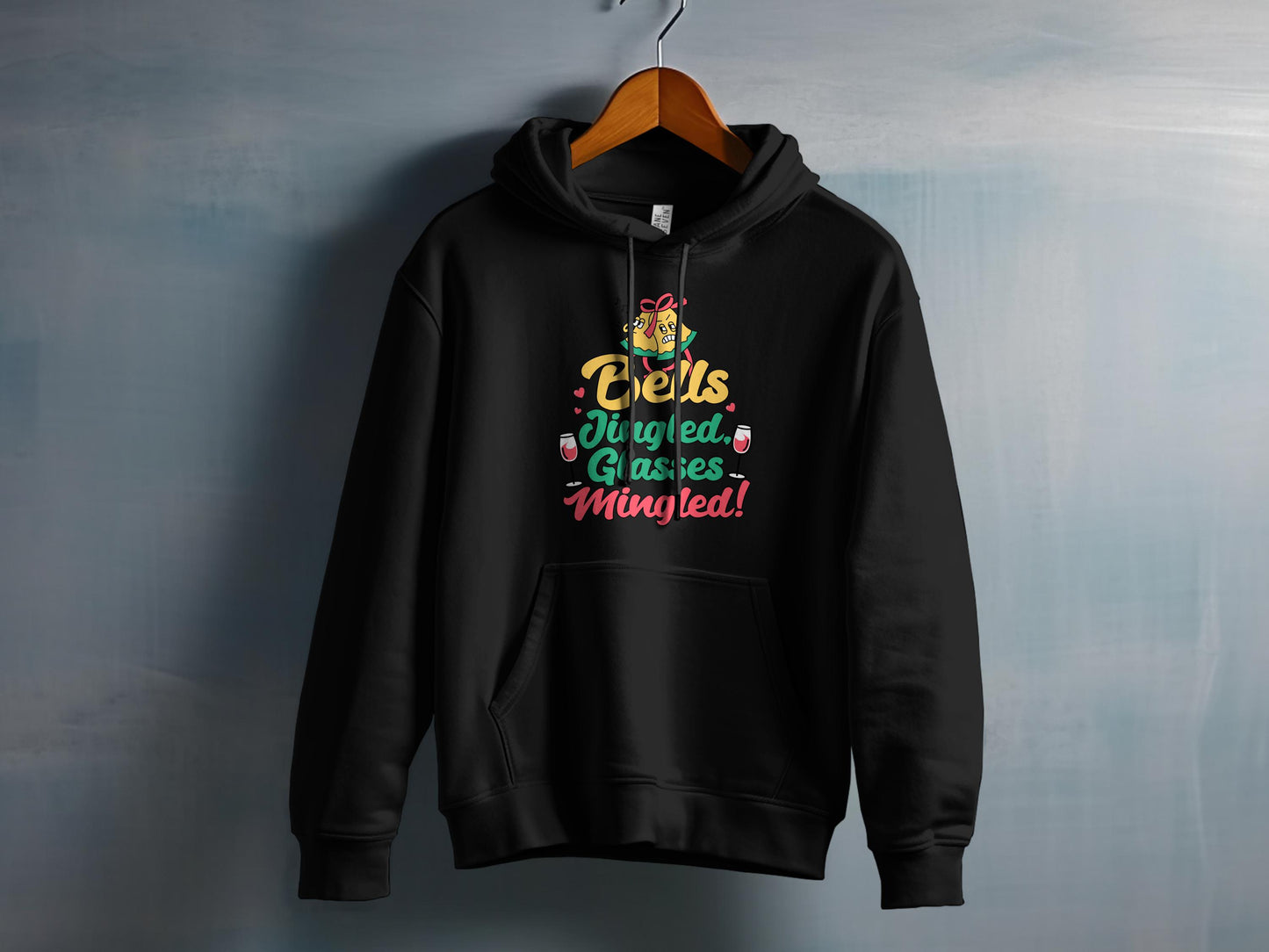Cheers Jingle Bells Mingled Glasses Black Hoodie product