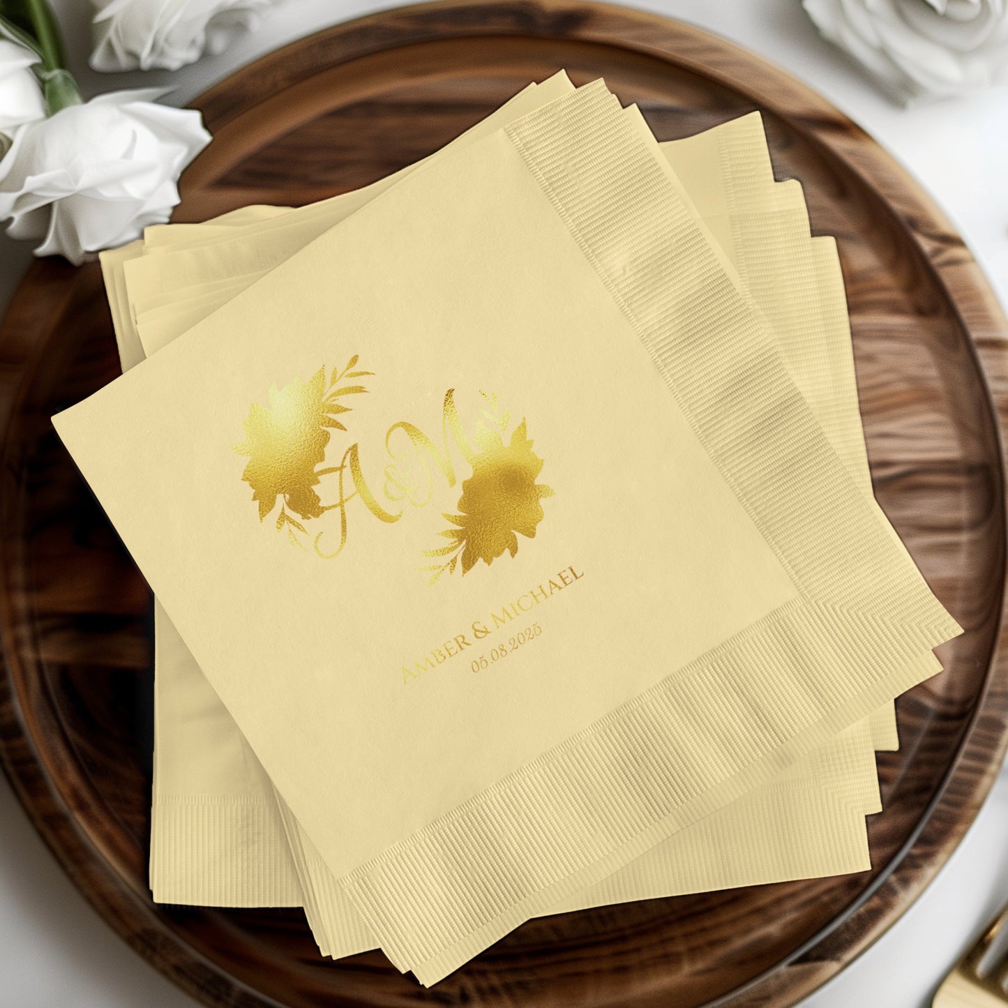 Personalized Floral Monogram Wedding Napkins product