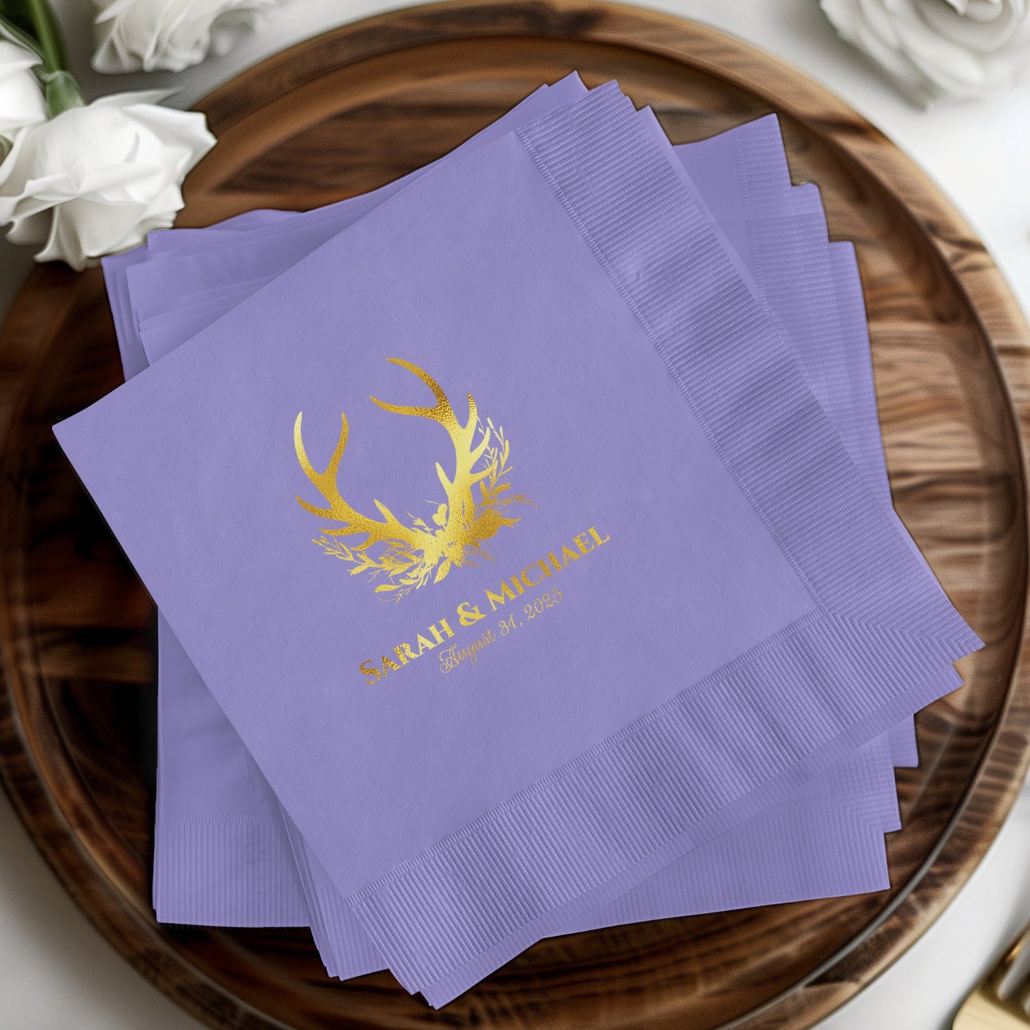 Antler Design Personalized Purple Napkin Product