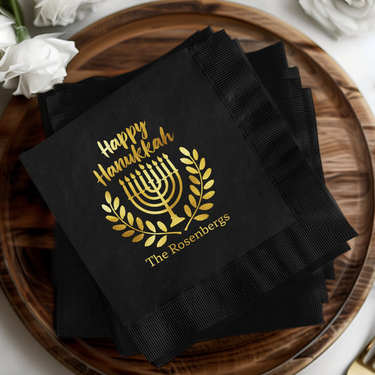 Happy Hanukkah Custom Napkins Family Celebration product