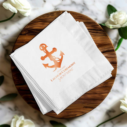Elegant Launch Ceremony Napkins for Yacht Name product type