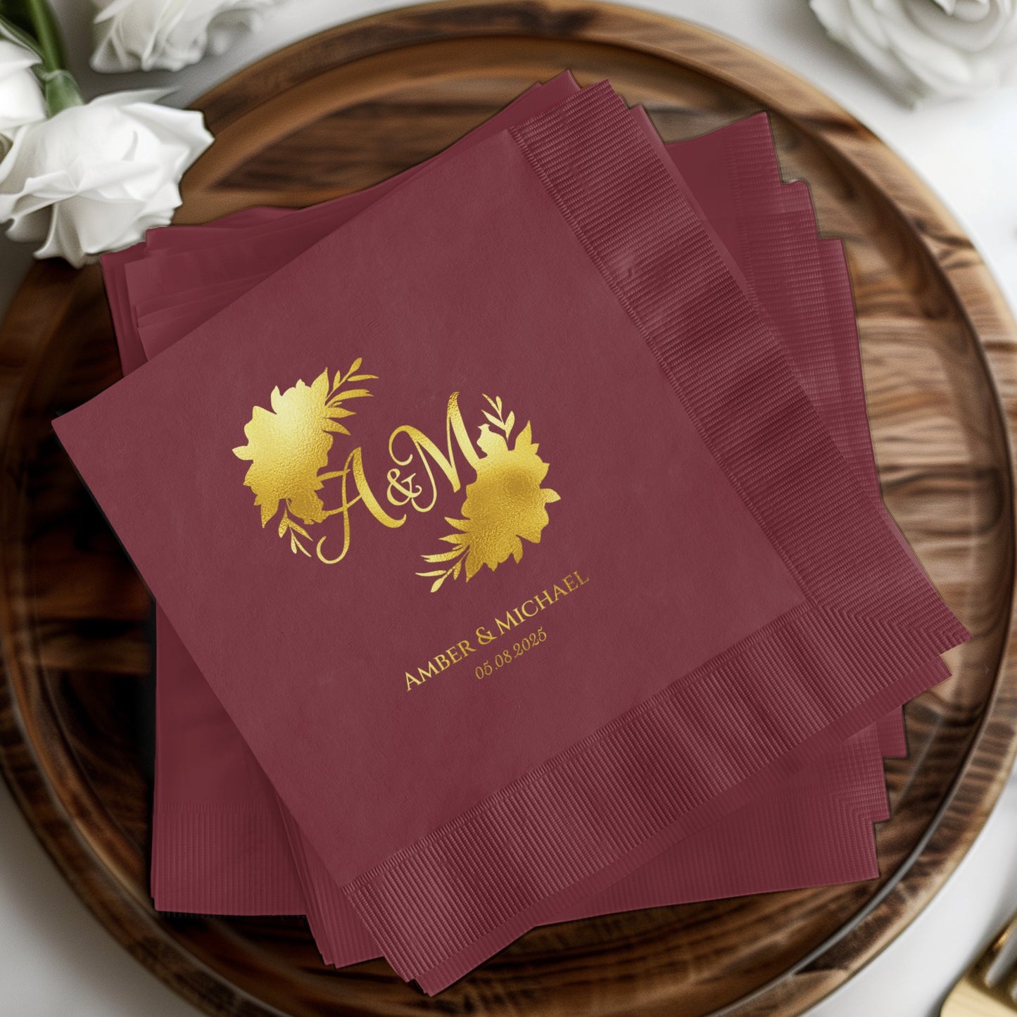 Personalized Wedding Date Initial Napkins product