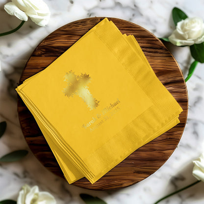 Personalized Yellow Napkins with Cross Design product