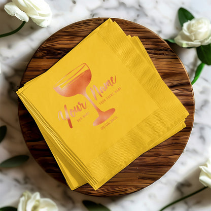 Personalized Yellow Cocktail Party Napkins product