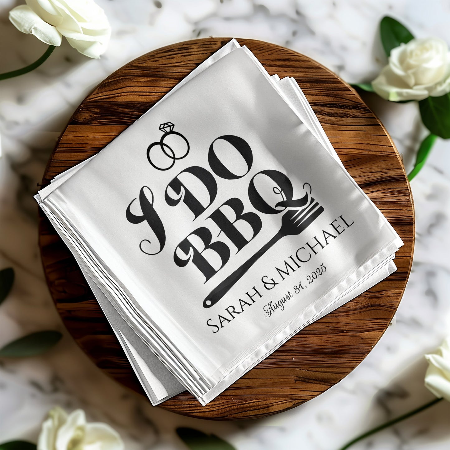 I Do BBQ Custom Wedding Date Napkins product type