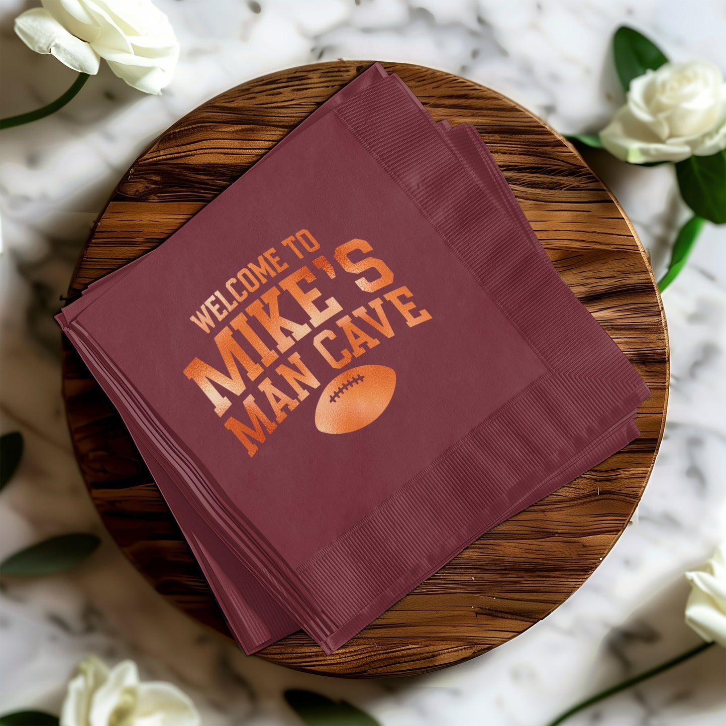 Welcome to Mike's Man Cave Football Napkin product type