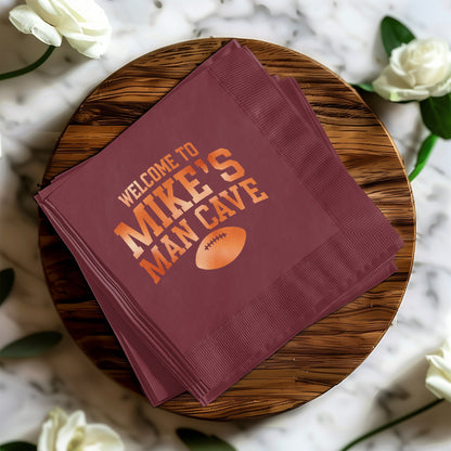 Welcome to Mike's Man Cave Football Napkin product type