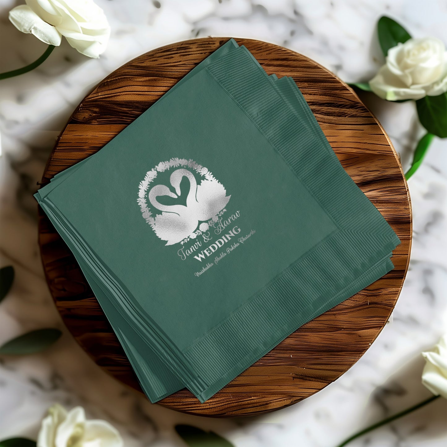 Personalized Wedding Swan Design Napkins product type