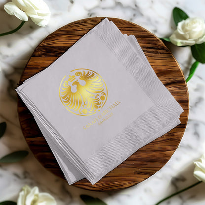 Personalized Wedding Gold Crest Design Napkin product