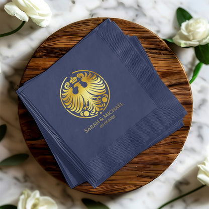 Personalized Elegant Navy Blue Wedding Napkins product