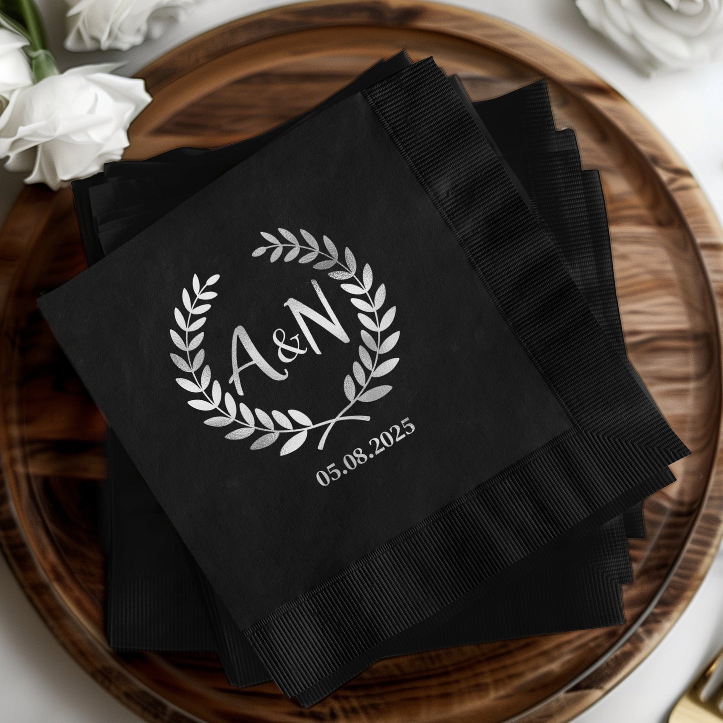 Elegant Custom Initials and Date Wedding Napkin product