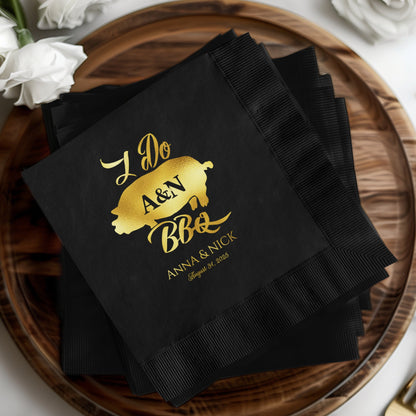 Custom Gold Foil Printed BBQ Wedding Napkins product type