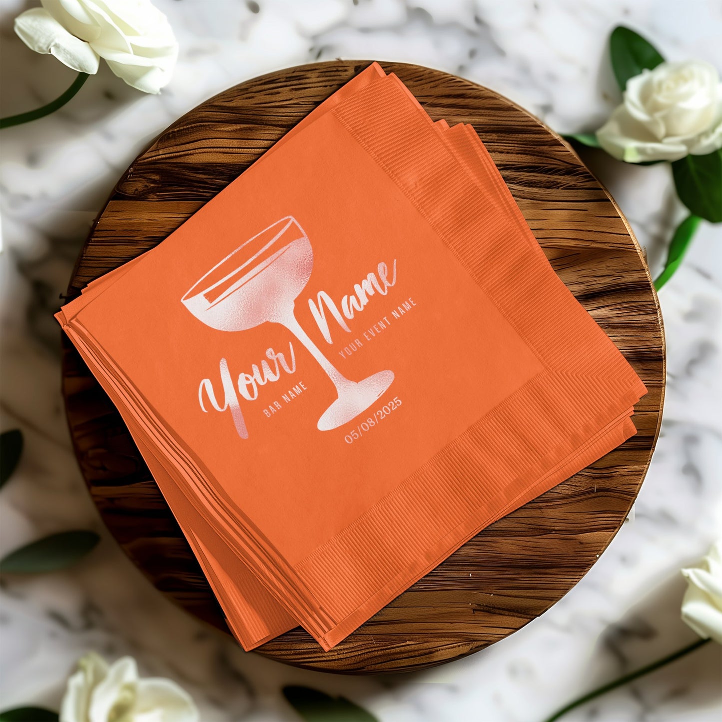 Personalized Orange Cocktail Napkins Party Product