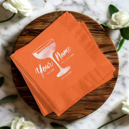 Personalized Orange Cocktail Napkins Party Product