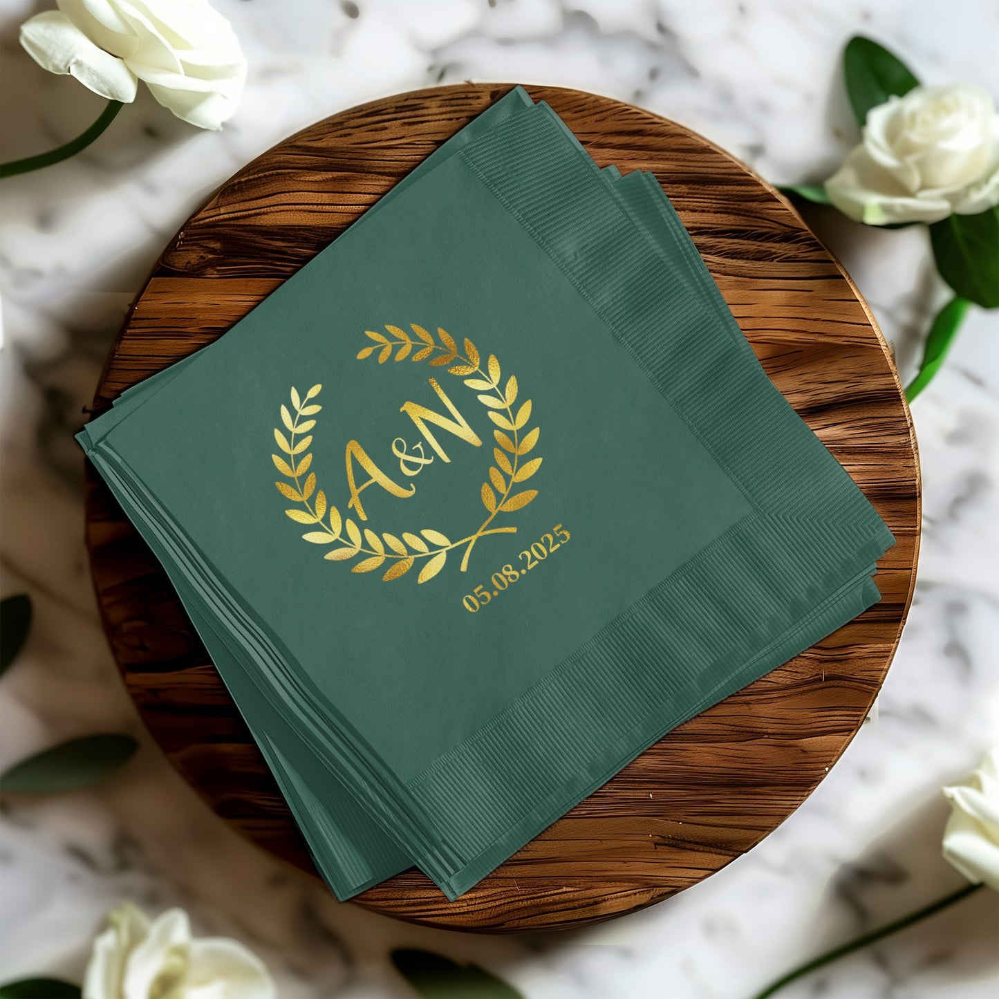 Custom Monogrammed Laurel Wedding Napkins product type