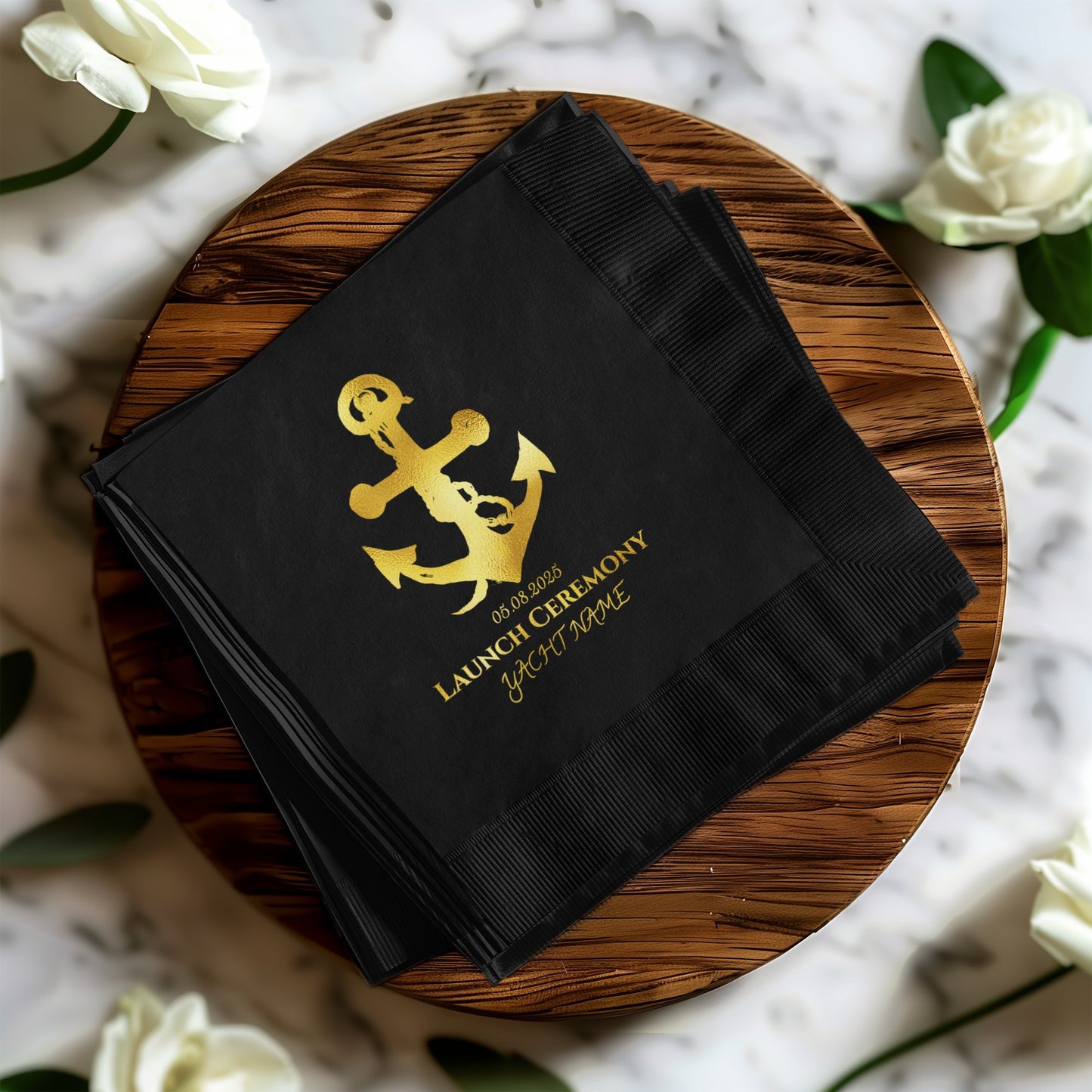 Launch Ceremony Yacht Party Black Napkins product type