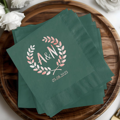 Personalized Green Wedding Date Napkins product