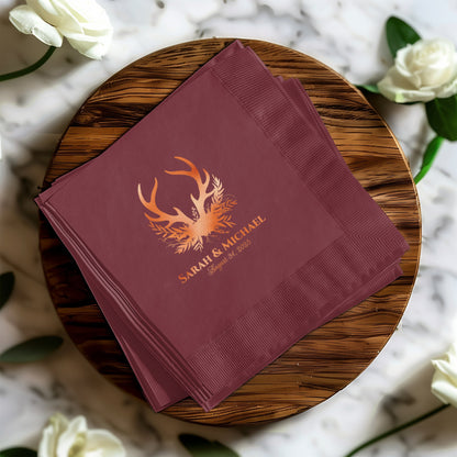 Personalized Stag Design Wedding Napkins product type
