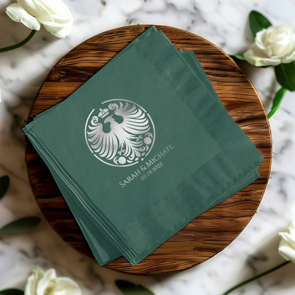 Personalized Green Wedding Napkins Elegant Product