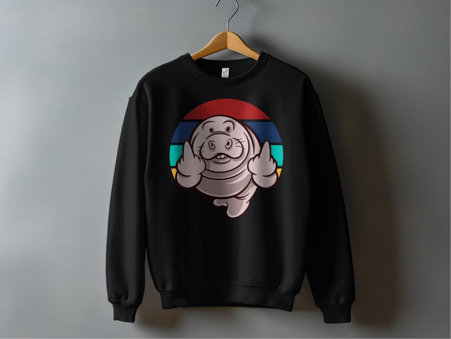 Retro Style Manatee Giving Middle Finger Sweatshirt product