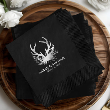 Personalized Black Deer Wedding Napkins product type