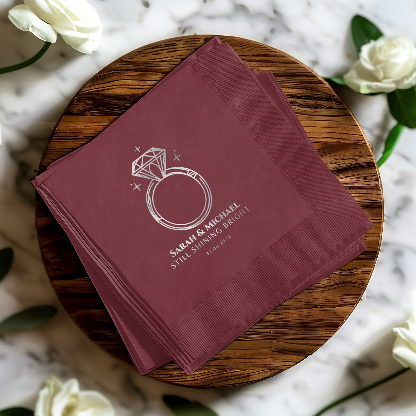 Personalized Wedding Ring Logo Napkin Product