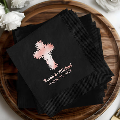 Personalized Wedding Date Custom Black Napkin product