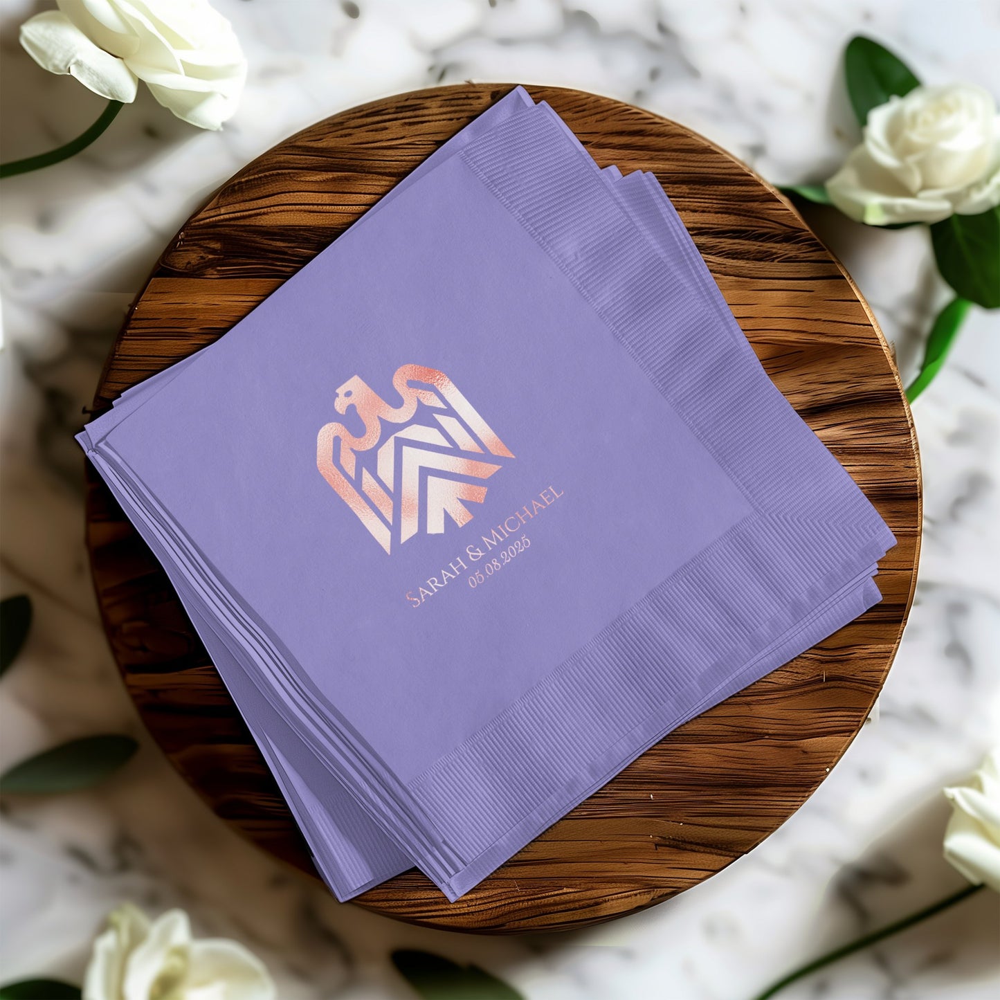 Elegant Personalized Lavender Wedding Napkin product