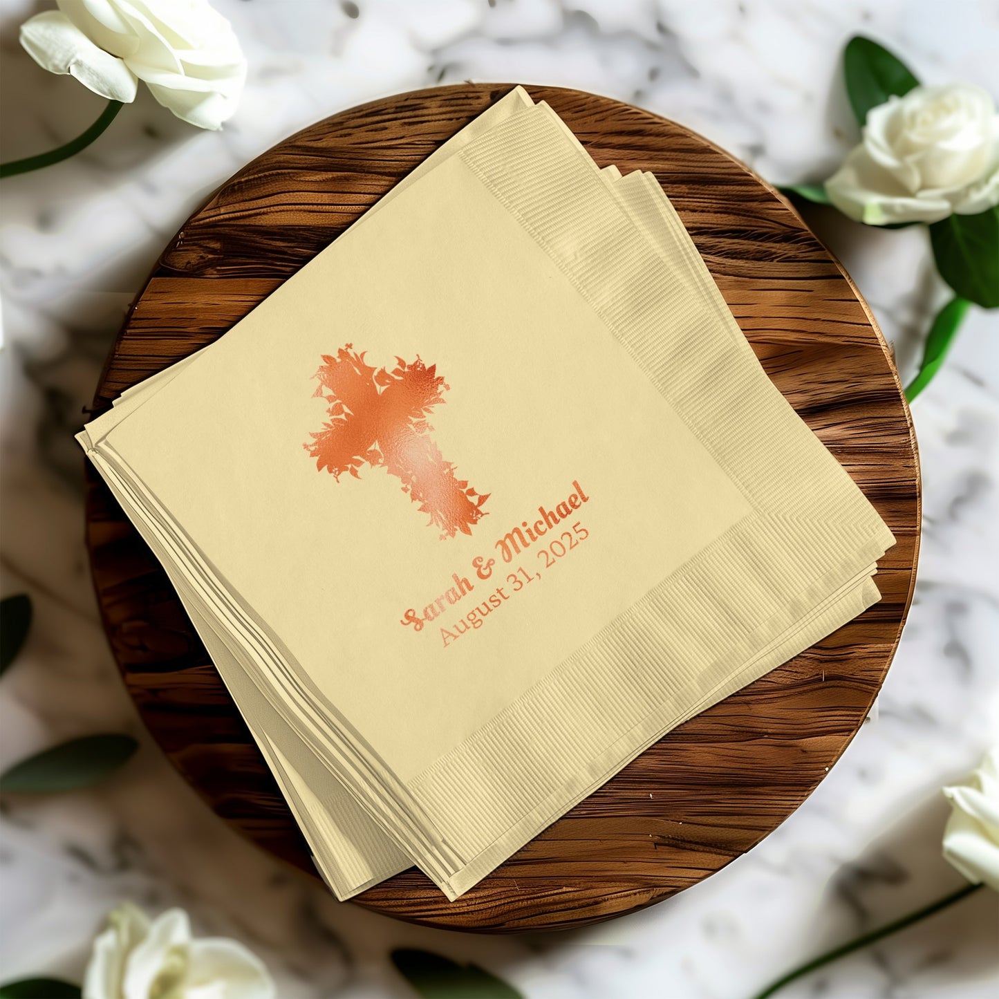 Personalized Cross Design Wedding Napkins product type