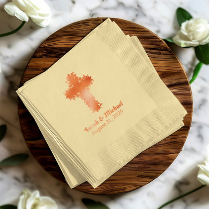 Personalized Cross Design Wedding Napkins product type