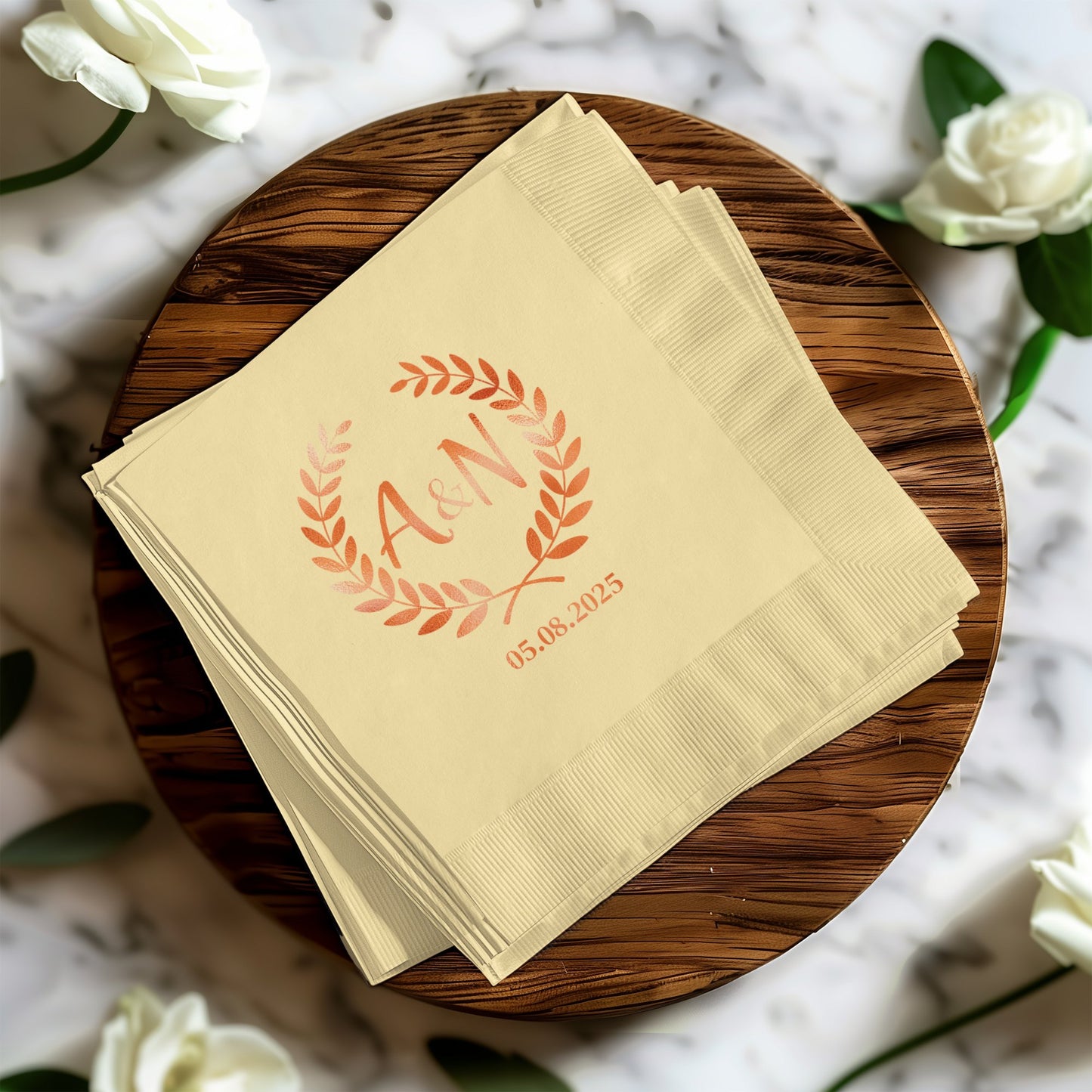 Elegant Customized Initials and Date Napkin product